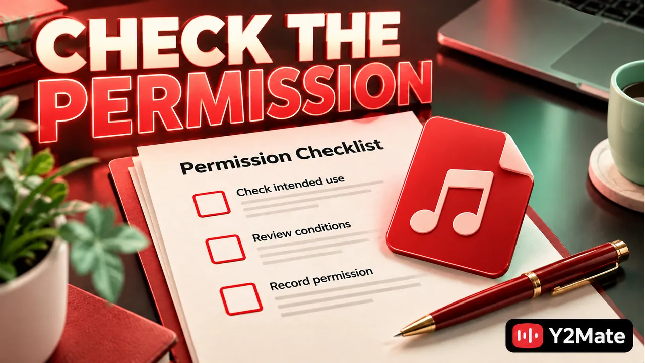 A music permission document and verification checklist with a check the permission headline