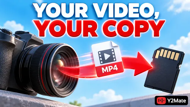 A camera recording, owned upload and saved MP4 with a your video your copy headline